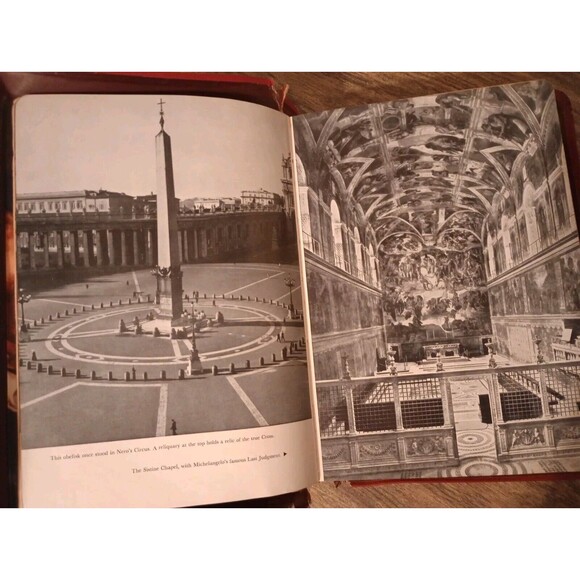 The Holy Bible Illustrated 1955 Catholic Red Christmas Gift w/Bookmark READ PLZ - Picture 16 of 16